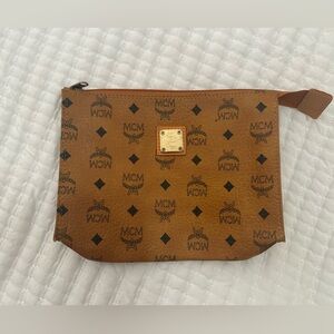 MCM Cognac Monogram Toiletry Bag